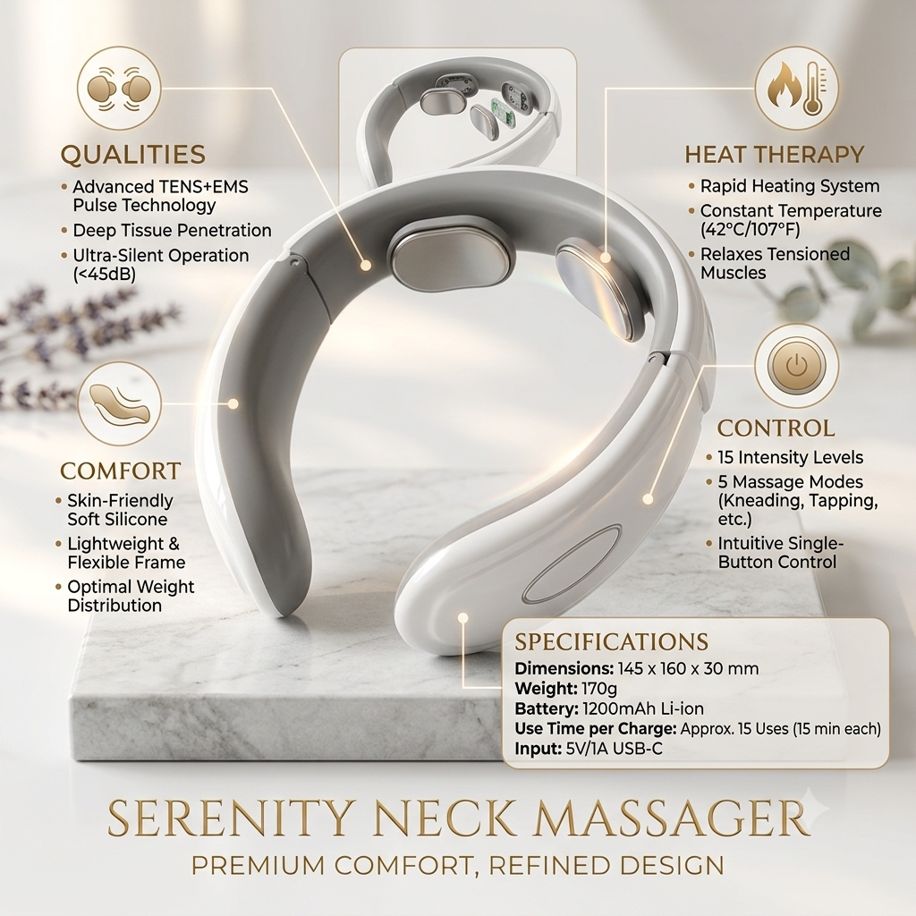 2 Heads Smart Electric Neck And Back Pulse Massager